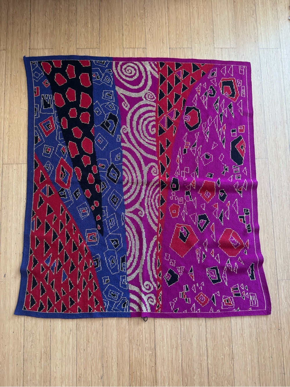 Bold Geometric Multicolor Scarf - Purple & Red & Blue